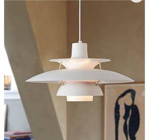 lot 18564 image: DUSONE Nordic Style Pendant Light for Dining Room, Modern Minimalist Creative Danish Design Lamp with 19.7 Aluminum Shade for Kitchen Island Bedroom Restaurant