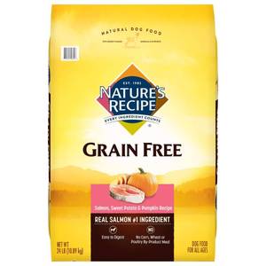 lot 18566 image: Natures Recipe Grain Free Salmon, Sweet Potato & Pumpkin Recipe Dry Dog Food, 24 Pounds, Easy to Digest