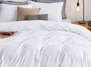 lot 18567 image: Bedsure White Duvet Covers Queen Size - Washed Duvet Cover, Soft Queen Duvet Cover Set 3 Pieces with Zipper Closure, 1 Duvet Cover 90x90 inches and 2 Pillow Shams
