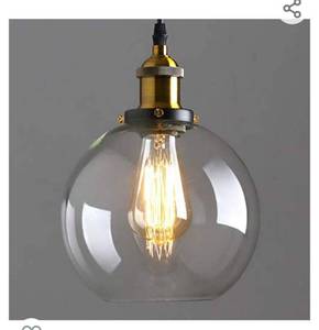 lot 18574 image: USHE DHOME Glass Pendant Light, 7.8 Globe Pendant Light Kitchen Lights Ceiling Hanging Lamp Modern Farmhouse Pendant Light, Single Vintage Pendant Light for Kitchen Island Dining Room Dining Table Hallwa