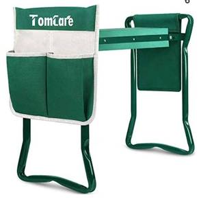 lot 18596 image: TomCare Garden Kneeler Seat Garden Bench Garden Stools Foldable Stool with Tool Bag Pouch EVA Foam Pad Outdoor Portable Kneeler for Gardening(Large-21.65 x 10.62 x 18.89,Green)