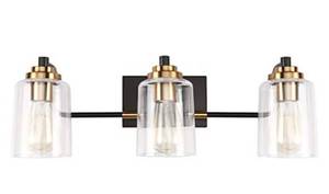 lot 18600 image: SOLFART 3 Head Vintage Bath Vanity Light Wall Bathroom Over Mirror Modern Glass Shade Light Fixtures (3 Lights-Exclude Bulb)�