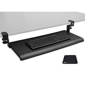 lot 18602 image: ErgoActive Extra Wide Under Desk Keyboard Tray with Clamp On Easy Installation, Fits Full Size Keyboard and Mouse, Office, Home, School, Gaming Keyboard Tray (Wide Tray)