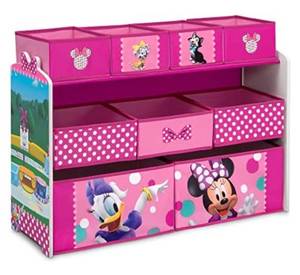 lot 18604 image: Disney Minnie Mouse Deluxe 9 Bin Design and Store Toy Organizer by Delta Children