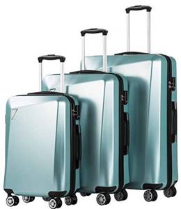lot 18551 image: Coolife Luggage 3 Piece Sets PCABS Spinner Suitcase 20 inch 24 inch 28 inch