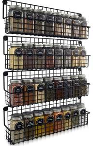 lot 6762 image: Farmhouse Style Hanging Spice Racks For Wall Mount - Easy To Install Set of 4 Space Saving Racks - The Ideal Seasoning Organizer For Your Kitchen