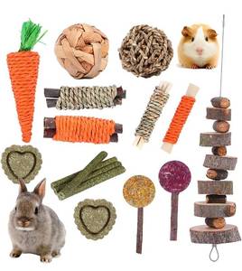 lot 6767 image: VESPRO Rabbit Chew Toys 16PCS Bunny Toys for Rabbits Guinea Pig Toys Natural Timothy Hay Sticks Chinchilla Toys for Teeth Handmade Bunny Treats Gift Apple Wood Sticks Hamster Rat Gerbil Teeth Care