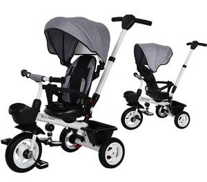 lot 6770 image: BOOWAY Baby Trike, 6-in-1 Kids Stroller Tricycle with Adjustable Push Handle, Removable Canopy, Safety Harness for 6 Months - 5 Year Old