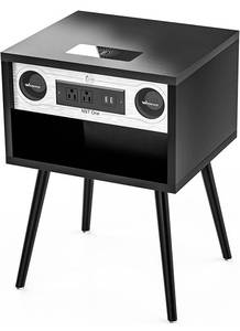 lot 6777 image: Smart Nightstand by Webetop, Bedside Tables with Charging, Modern Night Table with LED Light for Bedroom Living Room, Black