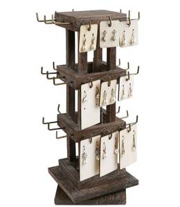 lot 6781 image: Natural Wood Rotating 36 Hooks Jewelry Tower , Coffee color