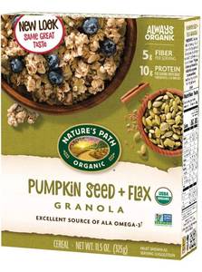 lot 6786 image: Natures Path Organic Pumpkin Seed and Flax Granola, 11.5 Ounce (Pack of 12), Non-GMO, Heart Healthy, High Fiber, 6g Plant Based Protein