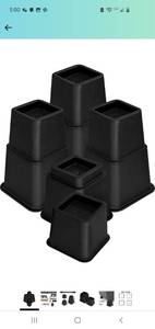 lot 6790 image: Utopia Bedding Adjustable Bed Furniture Risers - Elevation in Heights 3, 5 or 8 Inch Heavy Duty Risers for Sofa and Table - Supports up to 1,300 lbs - (8 Piece Set, Black)