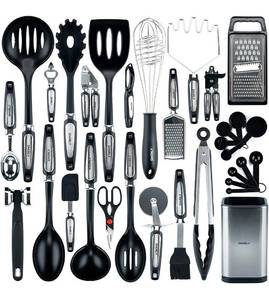 lot 6792 image: SMIRLY Black Kitchen Utensils Set with Holder Kitchen Cooking Utensils Set for Nonstick Cookware - Kitchen Essentials, New Apartment Kitchen Set, Home Kitchen Accessories, Kitchen Tools & Spatula Set