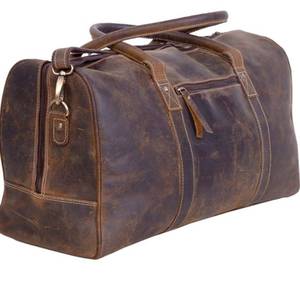 lot 6801 image: KomalC 24 Inch Leather Duffel Bags for Men and Women Full Grain Leather Travel Overnight Weekend Leather Bags Sports Gym Duffel for Men (Brown Distressed Tan)