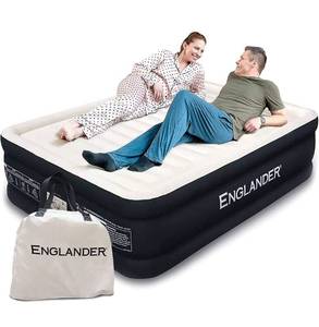 lot 6804 image: Englander Cal King Size Air Mattress Built In Pump Double High Inflatable Brown