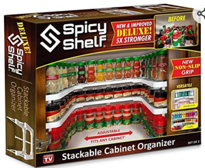 lot 6810 image: Spicy Shelf Deluxe - Expandable Spice Rack and Stackable Cabinet & Pantry Organizer (1 Set of 2 shelves) - As seen on TV(Spicy Shelf Deluxe)