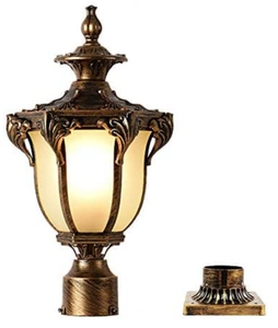 lot 6815 image: LONEDRUID Outdoor Post Light Fixture Bronze Retro Exterior Pole Lantern with 3 inch Pier Mount Base for Garden Patio Pathway, UL Listed