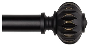 lot 6840 image: SZXIMU Curtain Rods 1 Inch Adjustable Drapery Rod for Windows 36 to 72 Inches, with Petal Texture Finials, Black