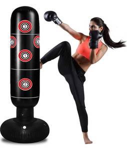 lot 13774 image: Myfreed 63inch Inflatable Punching Bag Fitness Free Standing Pump Inflatable Punching Bag Children Sandbags Boxing Target Bag for Kids and Adults