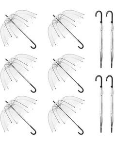 lot 13778 image: Pack of 9 Wedding Umbrellas Black and Clear 31 Opened Width