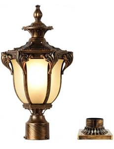 lot 13787 image: LONEDRUID Outdoor Post Light Fixture Bronze Retro Exterior Pole Lantern with 3 inch Pier Mount Base for Garden Patio Pathway, UL Listed