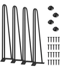 lot 13802 image: SMARTSTANDARD 24 Metal Hairpin Coffee Table Legs, 12 3 Solid Rods, Industrial Home DIY Projects for Furniture, Bench, Dining Board, Desk, High-Stand with Rubber Floor Protectors, Black, 4PCS