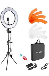lot 14594 image: Neewer Ring Light Kit1848cm Outer 55W 5500K Dimmable LED Ring Light, Light Stand, Carrying Bag for Camera,Smartphone,YouTube,TikTok,Self-Portrait Shooting, Black, Model10088612