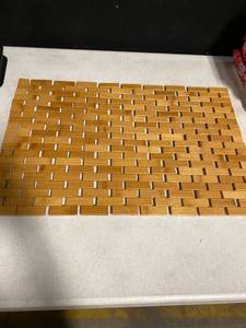 lot 14597 image: 16x25 Foldable Bamboo Shower Mat with rubber traction pads