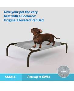 lot 14607 image: Coolaroo The Original Cooling Elevated Pet Bed, Raised Breathable Washable Indoor and Outdoor Pet Cot, Small, Grey