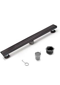 lot 14620 image: HEATGENE Linear Shower Drain 24-Inch, Stainless Steel Rectangle Shower Floor Drain with 2-in-1 Flat & Tile Insert Cover, Shower Drain with Hair Strainer, Venetian Bronze