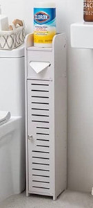 lot 15689 image: Aojezor Small Bathroom Storage Corner Floor Cabinet with Doors and Shelves,Thin Toilet Vanity Cabinet