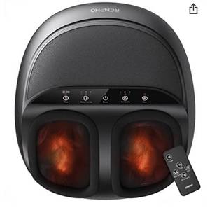 lot 15691 image: Renpho Foot Massager Machine with Heat and Remote (Fits up To Size 12 in Mens) White