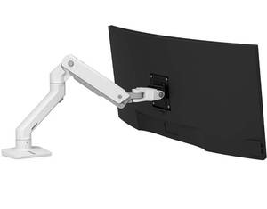 lot 15782 image: Ergotron - HX Single Ultrawide Monitor Arm, VESA Desk Mount - for Monitors Up to 49 inches, 20 to 42 lbs, Less Than 6 Inch Display Depth - White