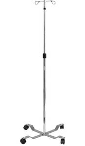 lot 15786 image: Konmee IV Poles IV Stands 2 Hook 4 Legs Portable Rolling with Stainless Steel Adjustable Height
