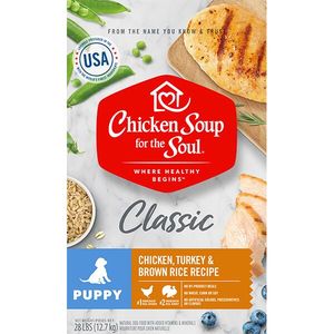 lot 15795 image: Chicken Soup Chicken, Turkey & Brown Rice Puppy Recipe Dry Dog Food, 28 lb