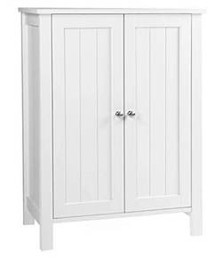 lot 15796 image: SONGMICS UBCB60W - Double Door Adjustable Shelf Bathroom Cabinet, White