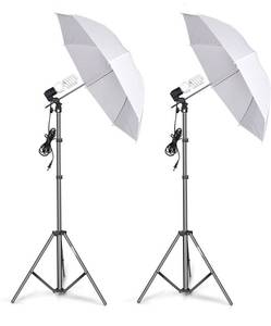 lot 15798 image: EMART Photography Umbrella Lighting Kit, 400W 5500K Photo Portrait Continuous Reflector Lights for Camera Video Studio Shooting Daylight (2 Packs)