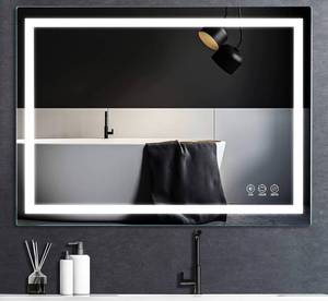 lot 15804 image: EMBATHER 36 x 28 Bathroom Mirror with LED Lights, Bathroom Vanity Mirror, Wall Mounted Anti-Fog Dimmable Lights Adjustable for Makeup Dressing Bedroom Living Room (HorizontalVertical) Black