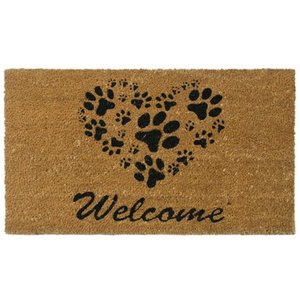lot 15807 image: Rubber-Cal Heart-Shaped Paws Welcome Mat, 24 by 57-Inch