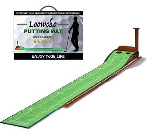 lot 15816 image: Loowoko Indoor Putting Green with Ball Return, Golf Practice Training Equipment Putting Mat for Home Office
