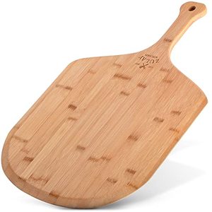 lot 36862 image: Zulay (Large 15) Authentic Bamboo Pizza Peel Wood - Natural Bamboo Pizza Paddle With Easy Glide Edges & Handle For Baking - Large Wood Pizza Peel For Transferring & Serving