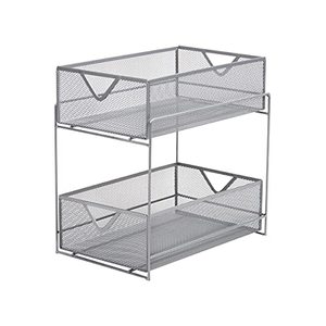 lot 36874 image: Mind Reader 2 Tier Metal Mesh Storage Baskets Organizer, Home, Office, Kitchen, Bathroom, Silver
