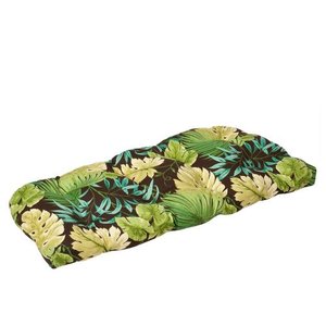 lot 36911 image: Pillow Perfect OutdoorIndoor Tropique Peridot Tufted Loveseat Cushion, 44 x 19, Green