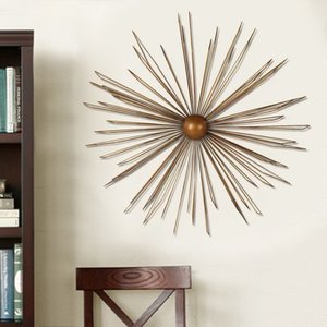 lot 36917 image: Adeco Decorative Goldtone Iron Starburst Design Wall Hanging- Retail$94.99