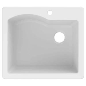 lot 36922 image: KRAUS Quarza 25 Dual Mount Single Bowl Granite Kitchen Sink in White