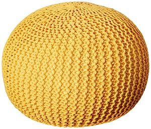 lot 36936 image: Christopher Knight Home Belle Knitted Cotton Pouf, Yellow