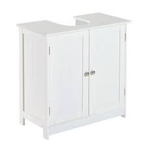 lot 36853 image: HOMCOM 24 Pedestal Sink Bathroom Vanity Cabinet - White