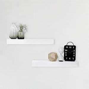 lot 36902 image: Multi-Use Floating Wall Shelf - Set of 2 White