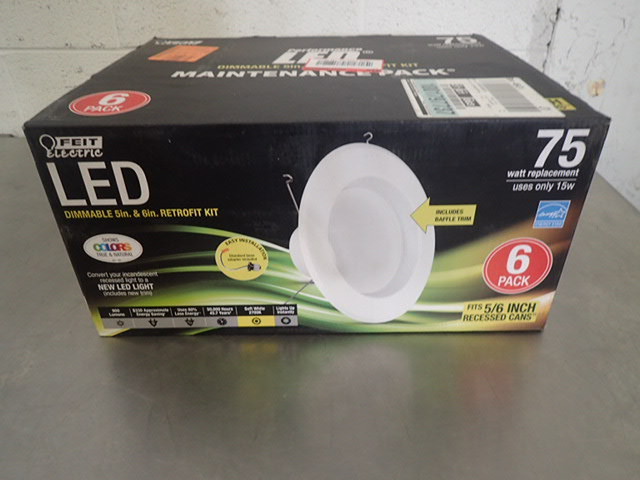 lot 3064 image: 6-Pack Feit Electric 5 & 6 in. White Trim Recessed Retrofit Baffle LED Light
