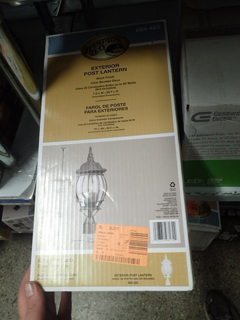 lot 3101 image: Hampton Bay 3-Light Black Outdoor Lamp HB7029-05